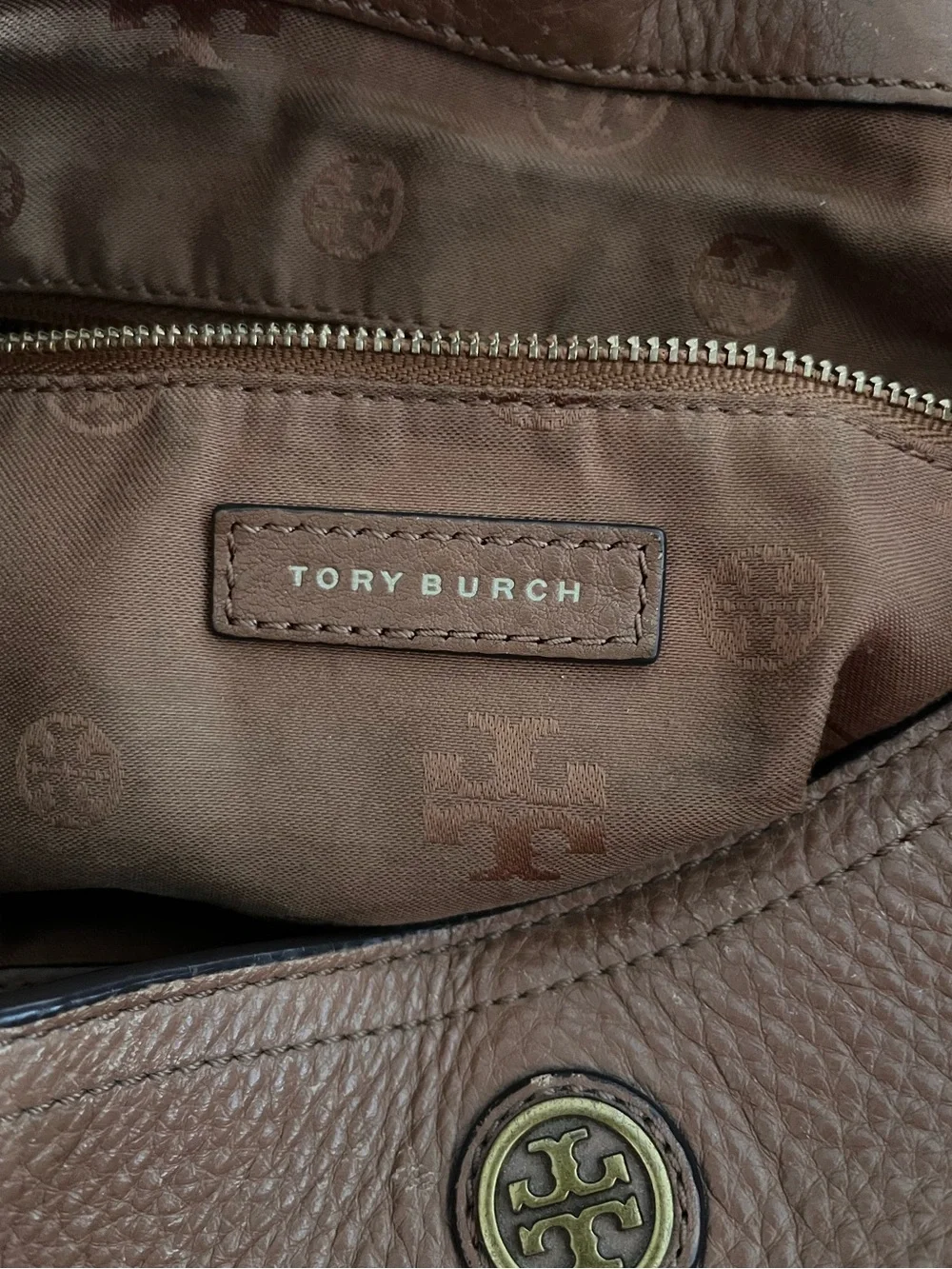 Tory Burch Brown Pebbled Leather Slouchy Crossbody Satchel, One Size